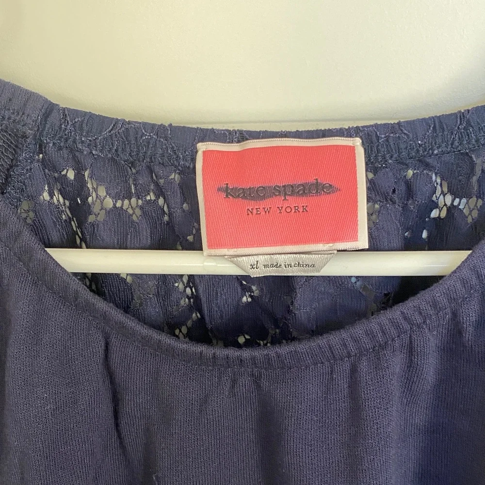 Kate Spade Dark Blue Short Sleeve Dress with lace and open back size XL